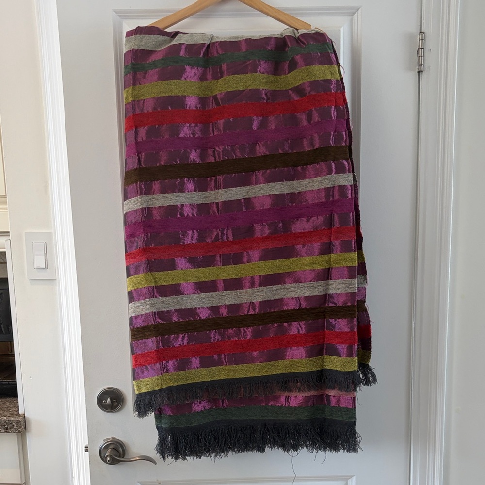 Striped Multicolor Fringe Blanket